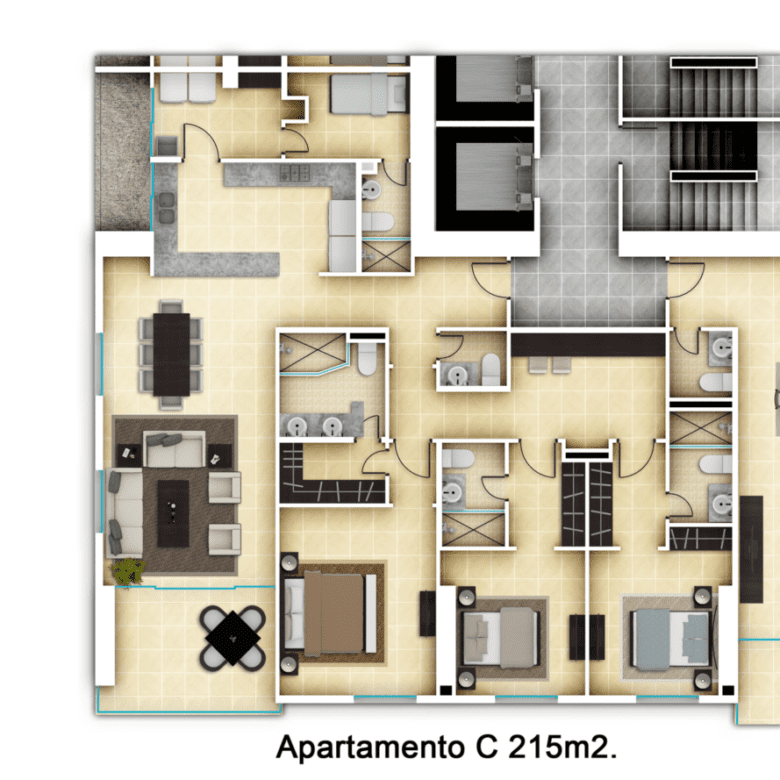 Santa Maria – Comunidad de Golf en Ciudad: Torre Greenview, 215 m², 3 Recámaras, Seguro y Pacífico