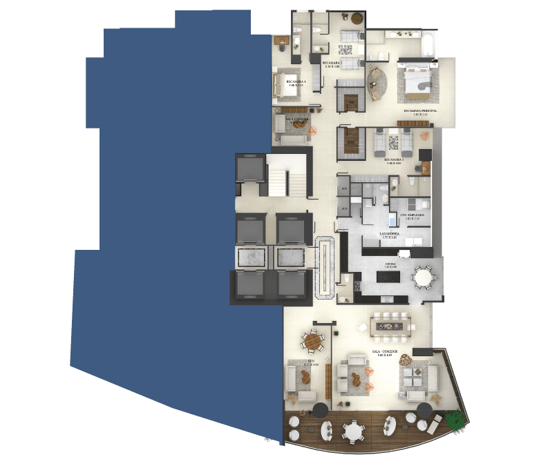 Paitilla Frente Al Mar: The Point, Amoblado, 500 m², 4 Habitaciones, 4.5 Baños
